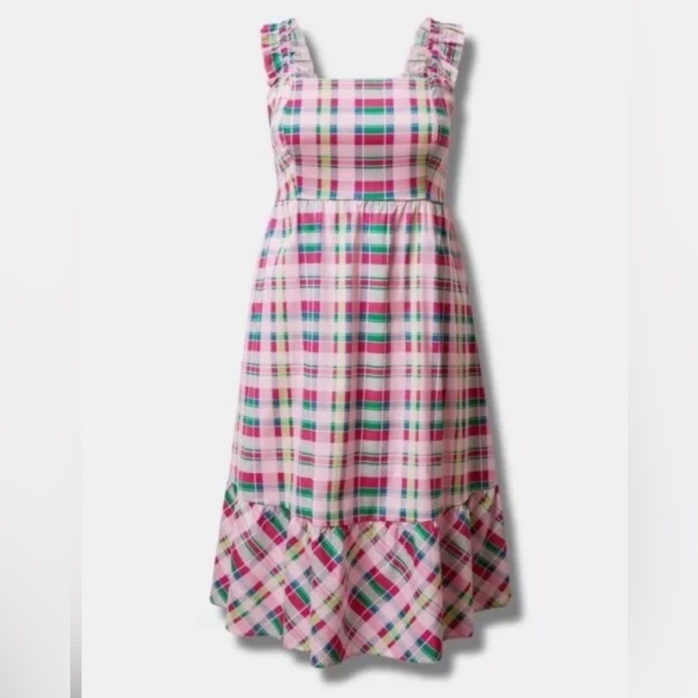 Torrid Mini Poplin Tiered Ruffle Strap Dress
